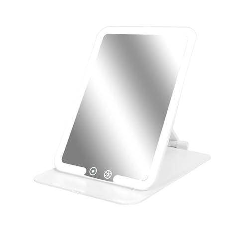 AtAstra Foldable LED Makeup Mirror with Smart Sensor - Standard Travel Vanity with 3 Light Modes