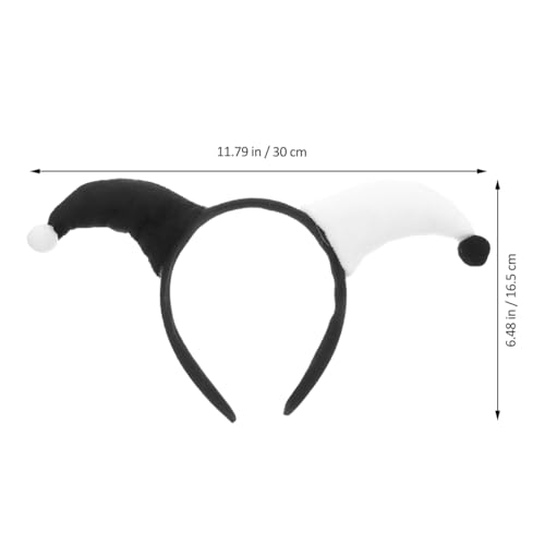 Halloween Clown Headband with Plush Hat - Black & White Costume Accessory