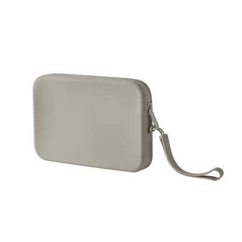 Grey Silicone Travel Makeup & Card Organizer Bag - Portable Zipper Pouch