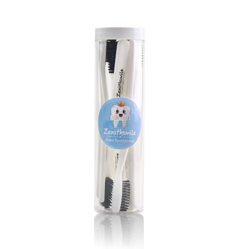 Zenithsmile Manual Toothbrushes - 10 Pack, Super Hard Bristles (White)