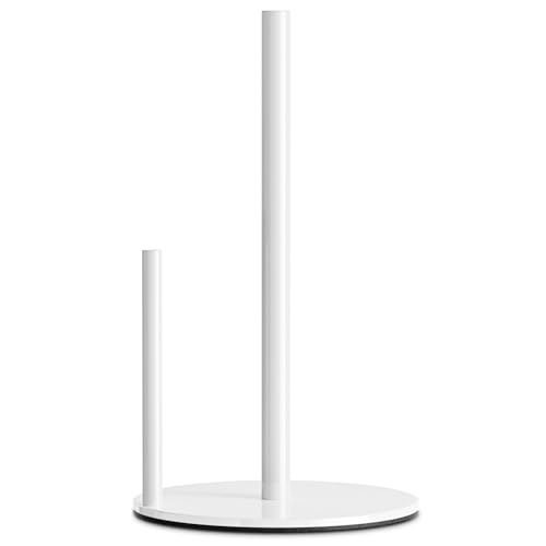 Stainless Steel Paper Towel Holder with Weighted Base - White