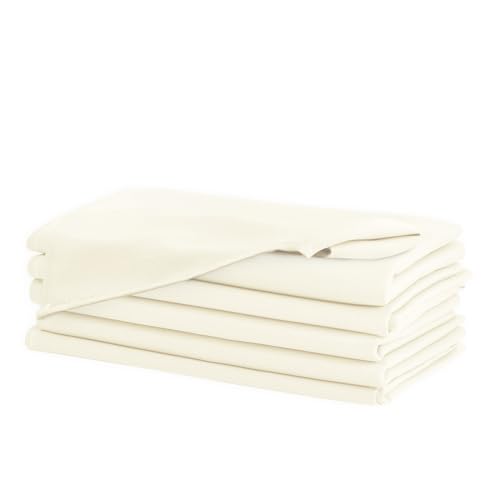 Ivory Cloth Napkins Set of 6 - 18x18 Inch, Washable & Reusable