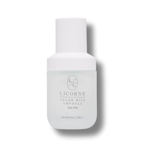 Licorne Rice Ampoule Serum – Vegan Hydrating Face Serum with AHA & PHA, 1.52 Fl Oz