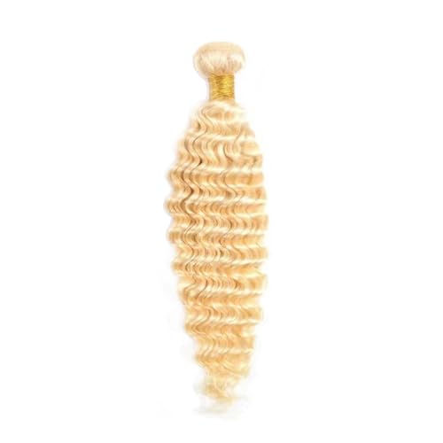 Freiuoke 613 Deep Wave Human Hair Bundle, 14 Inch Honey Blonde Virgin Hair