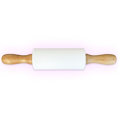 Creative Makers Kids Rolling Pin - 9in Non-Stick Silicone with Wooden Handles for Baking & Play Dough