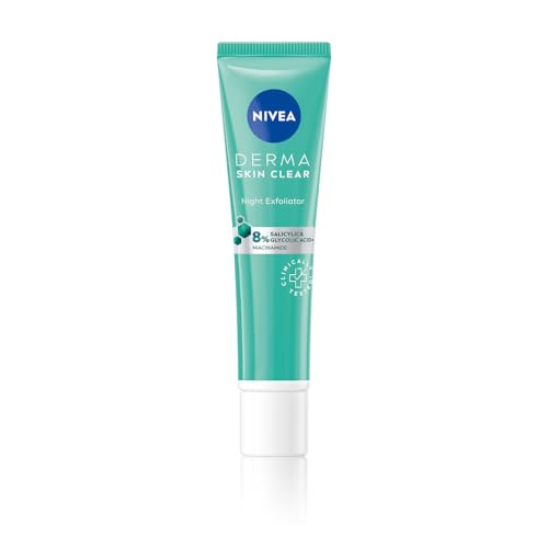 NIVEA Derma Skin Clear Night Exfoliator with Glycolic & Salicylic Acid, 40ml