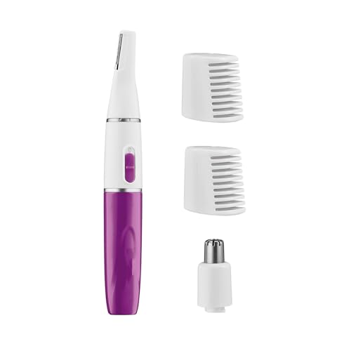 Conair Precision Eyebrow and Facial Trimmer for Women | Pain-free precision groomer with attachments for eyebrows, face, nose, and ears, White/Black, Model LLT2LW4