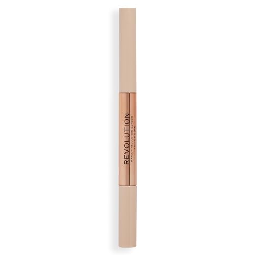 Revolution Fluffy Brow Filter Duo - 2-in-1 Ash Brown Eyebrow Pencil & Gel (Pack of 2)