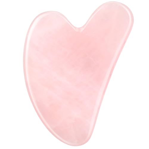 Rosenice Gua Sha Tool Pink Jade Facial Stone for Face & Body Skincare
