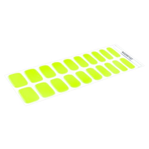 WUHCIM Neon Green Semi-Cured Gel Nail Strips - Style-11, 20Pcs Long-Lasting Lime Green Nail Wraps with File & Stick, UV/LED Lamp Required