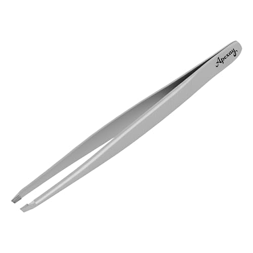 Apexay Professional Slant Tip Tweezers Grey Made in Solingen Germany - Precision Eyebrow & Fine Hair Removal