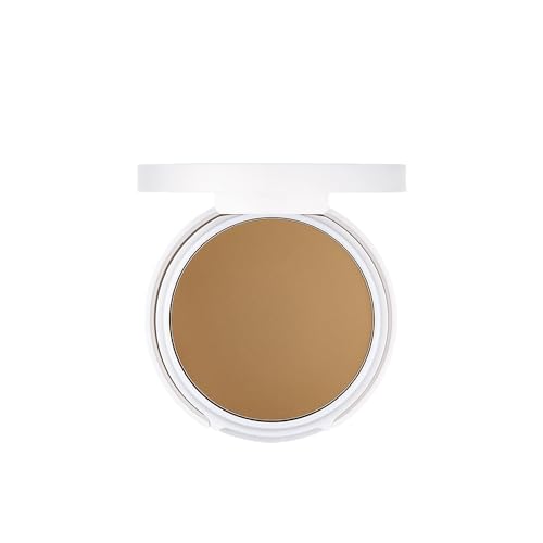 FLOWER Beauty Light Illusion Perfecting Powder in Mocha - Medium Buildable Coverage, Glow Finish, Includes Mirror & Sponge