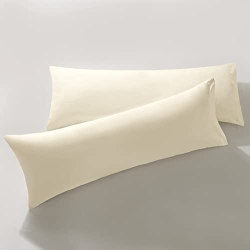 MILVOWOC Ivory Cream Body Pillowcases 20x48 Inch Set of 2