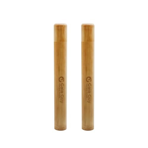 Gaia Guy Bamboo Toothbrush Travel Case - Eco-Friendly Holder 2 Pack