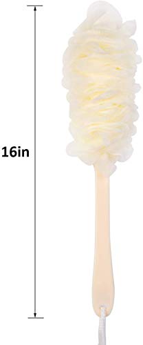 Arswin 3-Pack White Long Handle Back Scrubber for Shower Exfoliating Loofah Body Brush