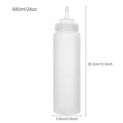 24 oz Plastic Squeeze Condiment Bottles - 3 Pack with Caps