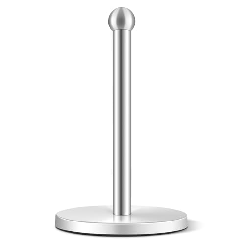 Stainless Steel Paper Towel Holder with Weighted Base - Silver