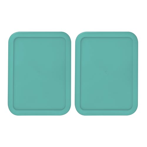 Pyrex 6-Cup Glass Container Replacement Lids (2-Pack) - Airtight, Turquoise
