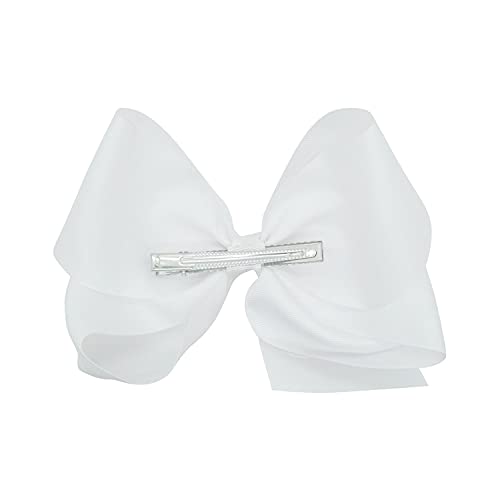Jeffan White 8-Inch Grosgrain Ribbon Hair Bows for Girls & Toddlers - Pack of 10