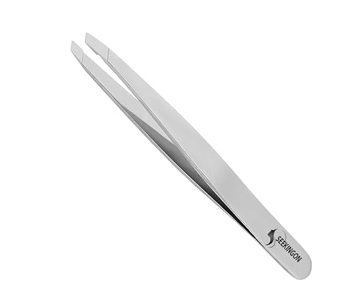 Seekingon Silver Facial Hair Tweezers for Women & Men - Precision Slant Tip