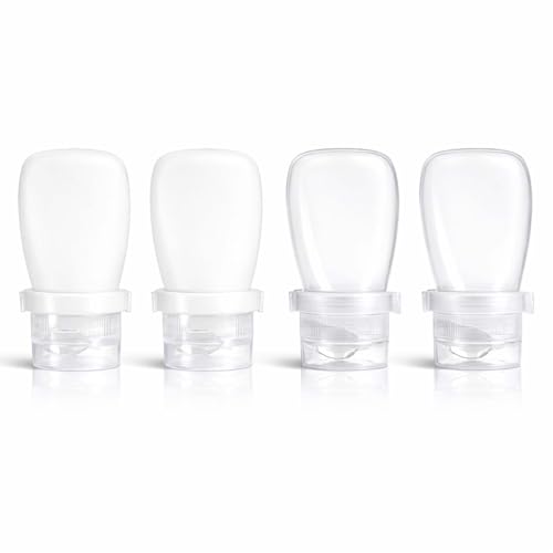 WXOIEOD 2 oz Clear & White Silicone Travel Bottles Leakproof TSA Approved 4 Pack