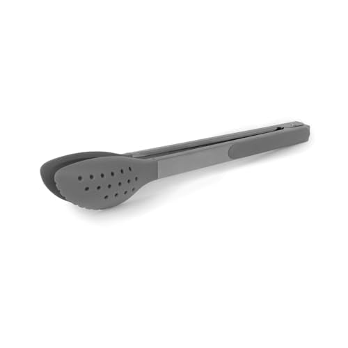 Dexas 12" Spoon & Strain Tongs with Gravity Lock Mechanism - Gray