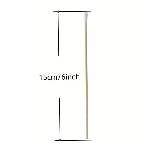 Cotton Swabs - 200 Pcs 6-Inch Extra Long Wooden Handle Ear Picks for Cleaning, Jewelry, Makeup & Pets