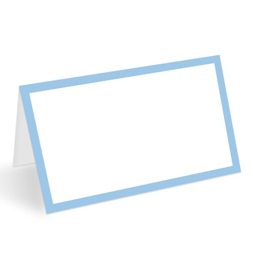 Dusty Blue Place Cards - Set of 25 Blank Table Cards for Events