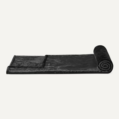 Amazon Basics Soft Fleece Throw Blanket - Cozy, Fade-Resistant, 50x60 Black