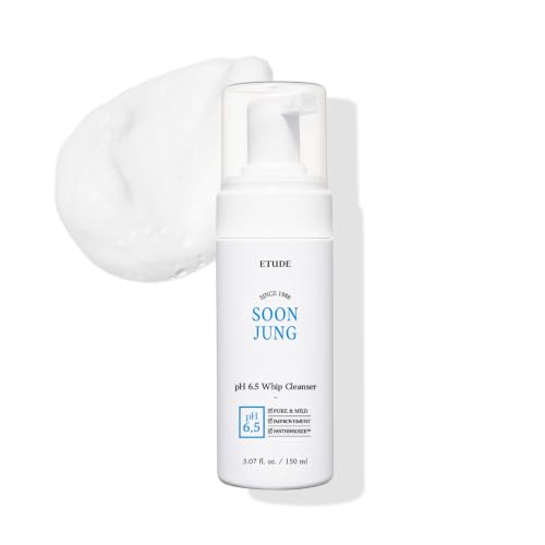 ETUDE SoonJung pH 6.5 Whip Cleanser for Sensitive Skin, 5.07 Fl Oz