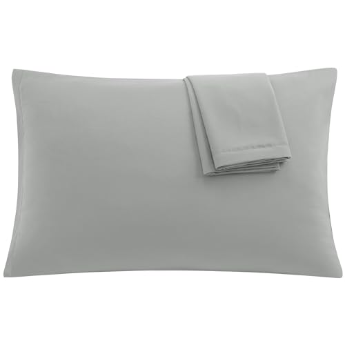 Microfiber Pillowcases Set of 2 with Zipper Closure - 14x20 Grey