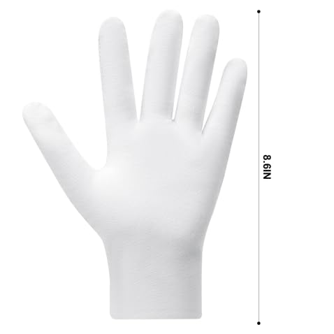 Htaexpu 3 Pairs White Cotton Gloves for Dry Hands Overnight Moisturizing Spa Treatment