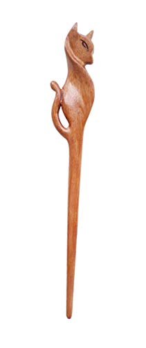Marycrafts Handmade Wooden Cat Hair Stick for Buns, 7-Inch Hair Fork