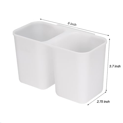 SANNO Hanging Utensil Holder Caddy with Dual Compartments - White