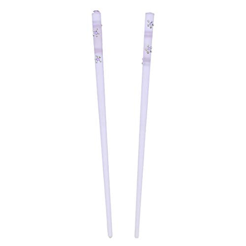 7.5 Inch Clear Decorative Hair Sticks with Flower Accents, 6-Piece Set