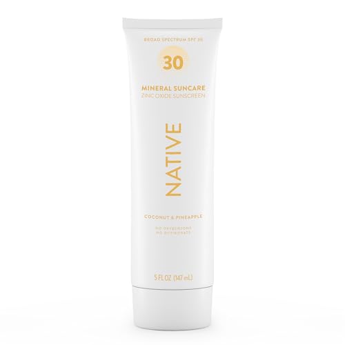 Native Sunscreen SPF 30 with Zinc Oxide - Coconut & Pineapple, 5oz, Dermatologist Tested for Sensitive Skin