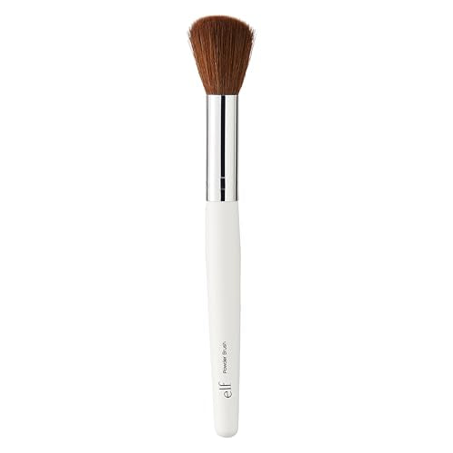 e.l.f. Powder Brush 1 Pack White Vegan Synthetic Makeup Tool for Blush & Bronzer