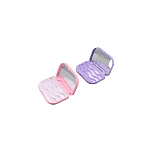 2 Pack False Eyelash Storage Box with Mirror, Portable Travel Case