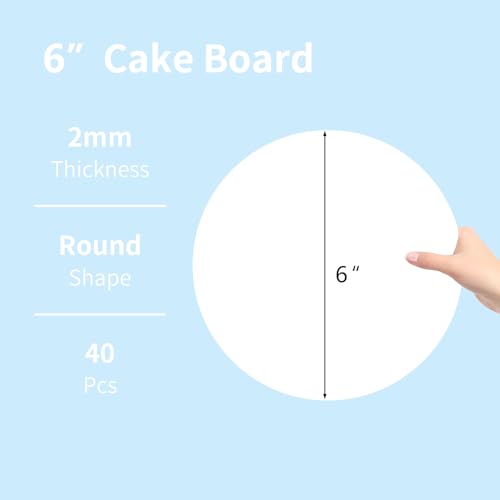 JCD 40 Pcs 6-Inch Round Cake Boards - Food-Grade Cardboard Trays