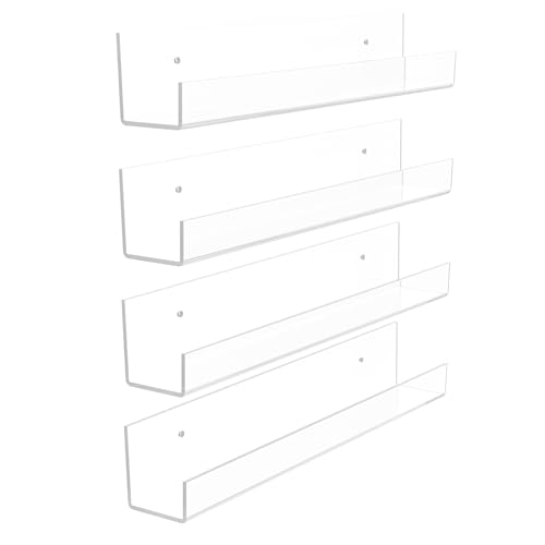 15-Inch Acrylic Floating Shelves - 4-Pack Wall Storage for Kids & Decor
