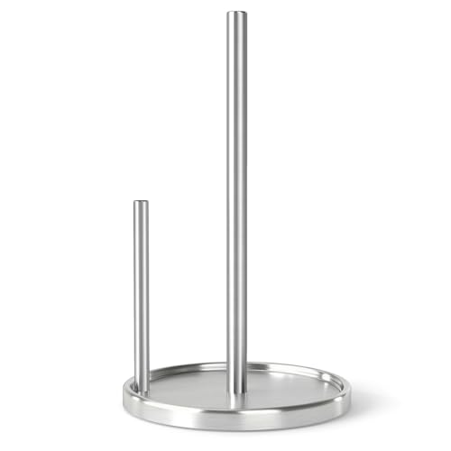 Sturdy Silver Paper Towel Holder with Weighted Base