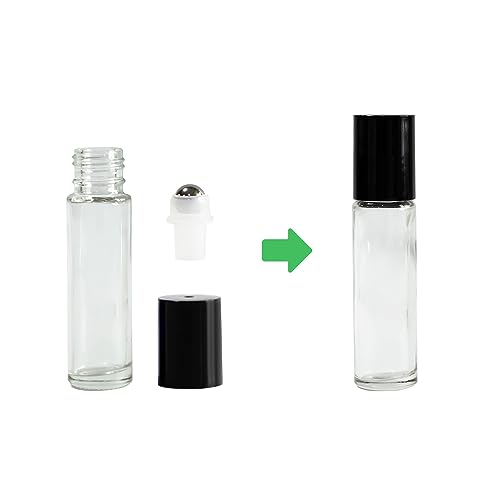 10ml Clear Glass Roll-On Bottles with Stainless Steel Roller Balls - Pack of 24