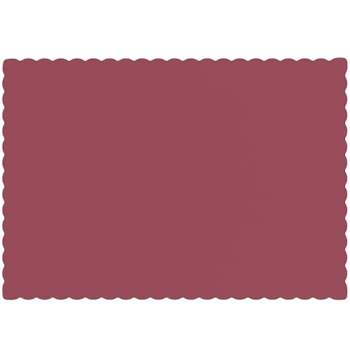 Burgundy Disposable Paper Placemats - Scalloped Edge, 100 Count