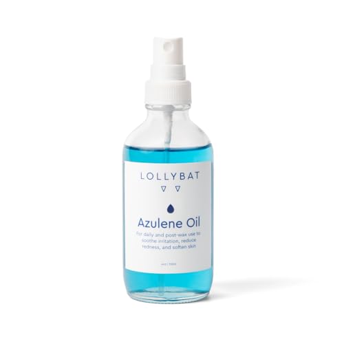 Lollybat Azulene Post-Wax Oil 4oz - Soothing Skin & Redness Relief, Leak-Proof Bottle