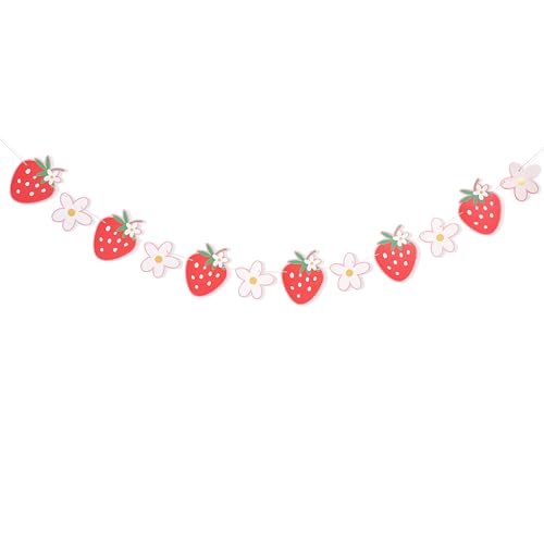 Strawberry and Daisy Banner for Birthday Party Decorations