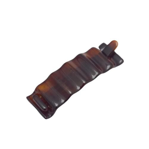 Parcelona 3-Inch Crinkled Tortoise Shell Hair Barrette – No Metal, Cellulose Acetate