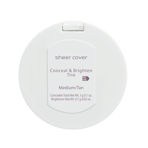 Sheer Cover Studio Conceal & Brighten Highlight Trio Medium/Tan 0.1oz with Brush