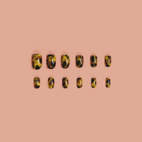 Madam Glam Tortoise Shell Press-On Nails - Matte Finish, 12 Sizes, Reusable DIY Manicure