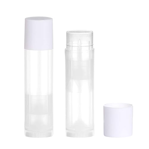 JIUZHU 100 Empty Lip Balm Tubes with Caps 3/16 oz (5.5 ml) Clear BPA-Free DIY Lipstick Containers