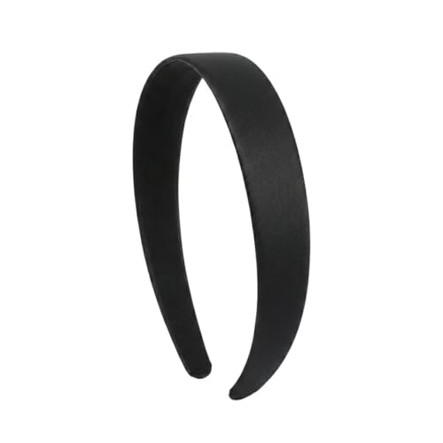 Black 1-Inch Satin Headband for Women & Girls - Comfortable & Versatile